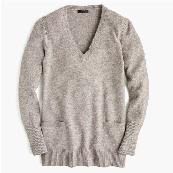 J. Crew Sweaters - NWT J Crew Wool Alpaca V-neck Pocket Tunic Preppy Academia Sweater XXS